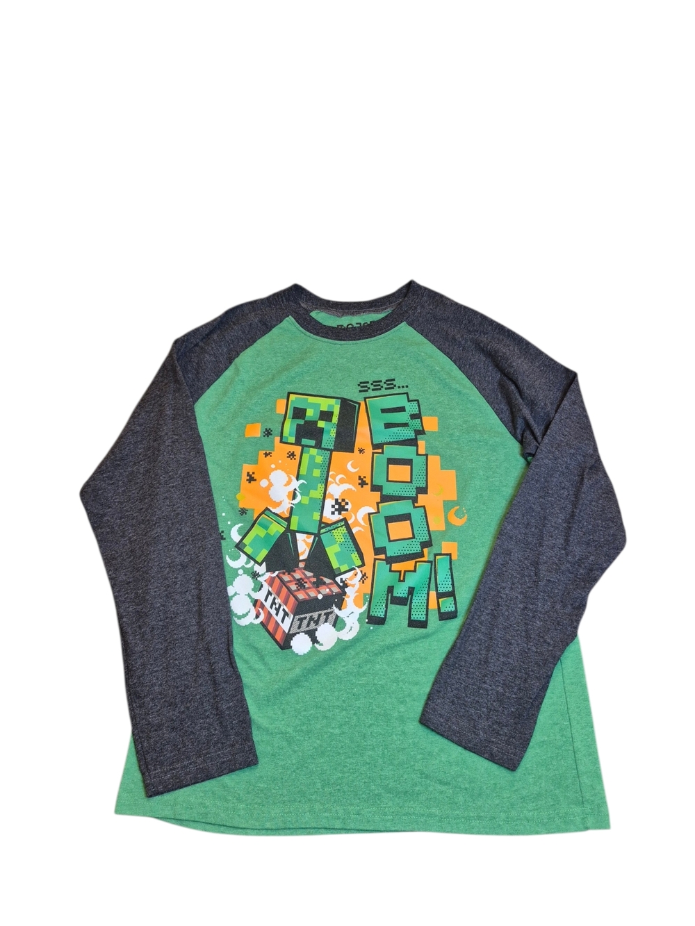 Green & Charcoal Long-Sleeve Graphic Tee -